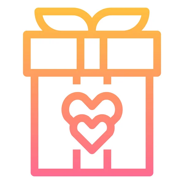 Box Geschenk Herz Symbol Smooth Stil — Stockvektor