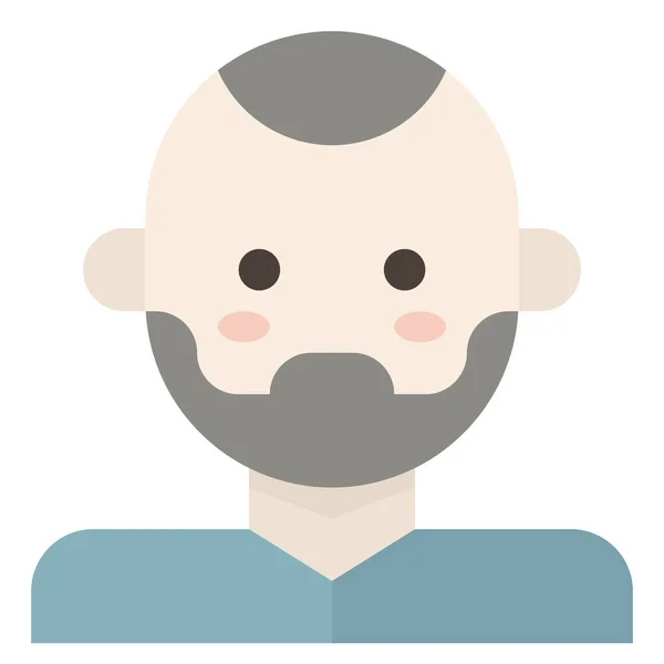 Avatar Bald Beard Icon Flat Style — Stock Vector