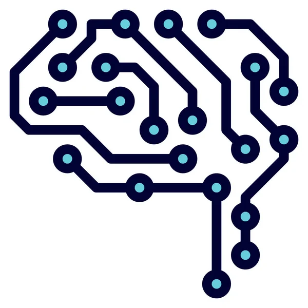 Sztuczna Ikona Mózgu Stylu Wypełniony Zarys — Wektor stockowy