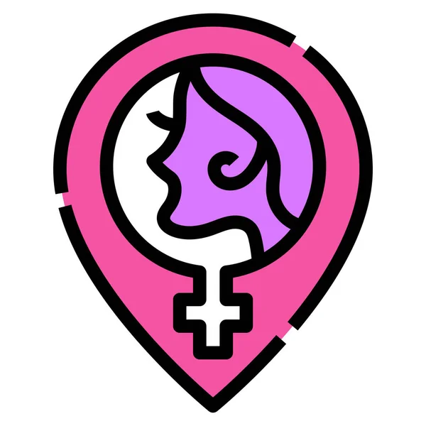 Pin Location Feminism Icon — Stock Vector