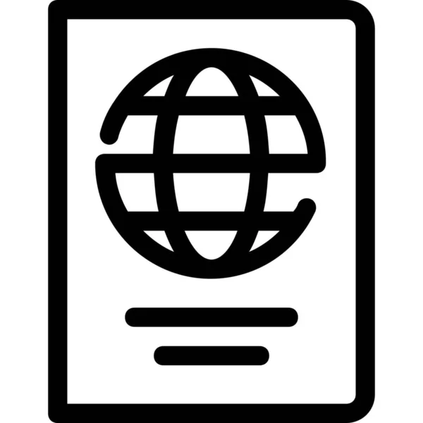 Значок Паспорта Глобуса Стиле Outline — стоковый вектор