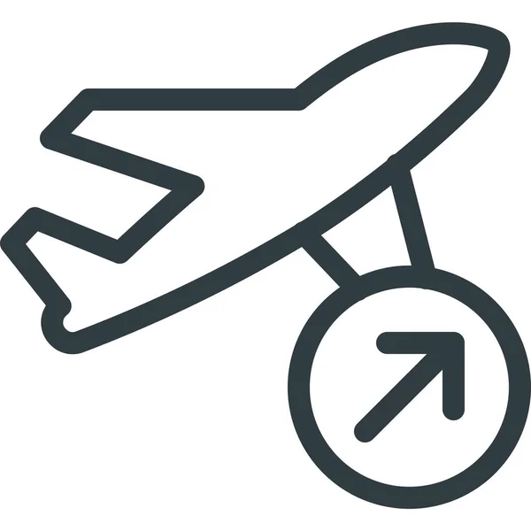 Vuelo Fuera Avión Icono Estilo Esquema — Vector de stock