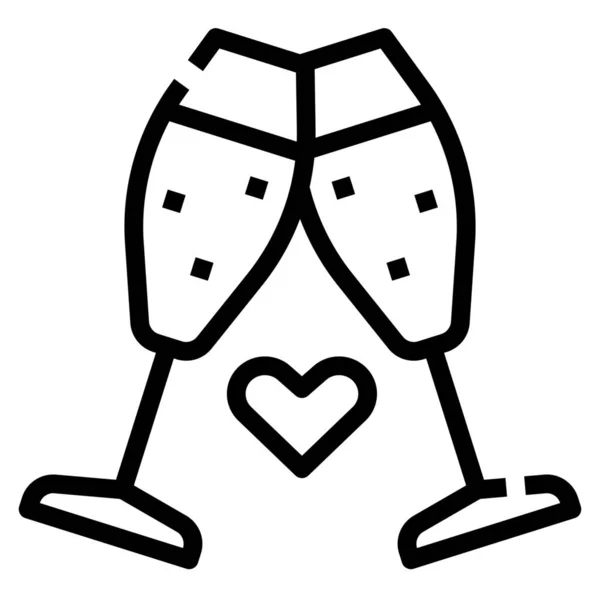 Ikona Alkoholických Šampaňských Nápojů Kategorii Láska Romantika — Stockový vektor