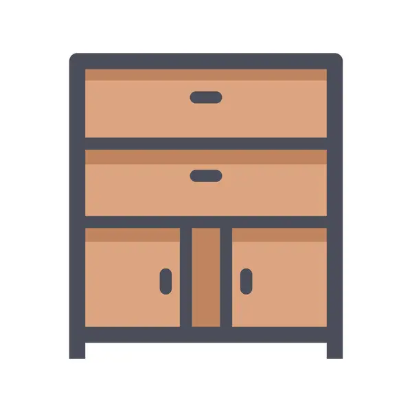 Icono Muebles Decoración Color Estilo Contorno Lleno — Vector de stock