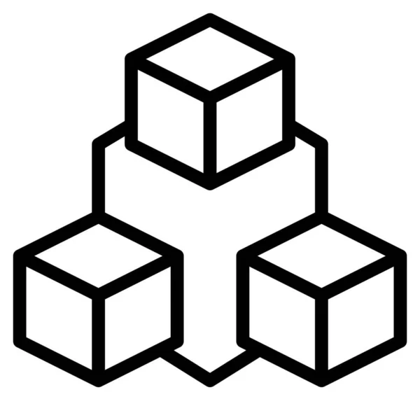 Blockchain Business Cube Symbol Outline Stil — Stockvektor