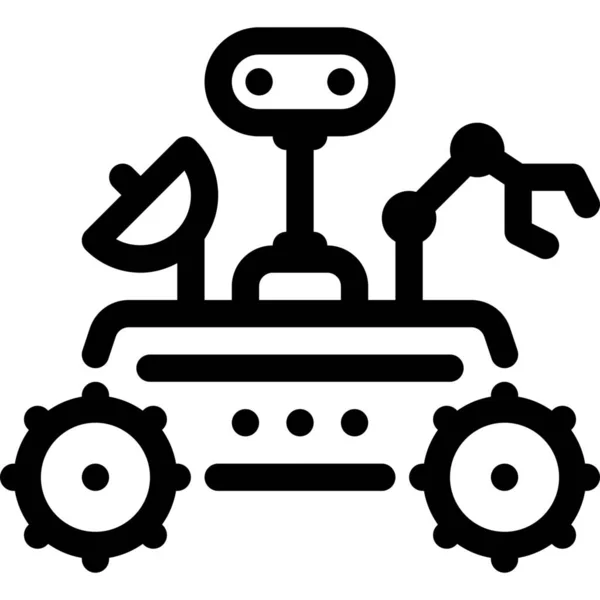Icono Del Robot Investigación Mars Estilo Esquema — Vector de stock