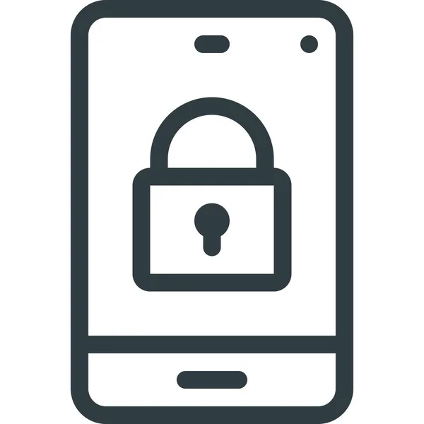 Lock Mobile Phone Icon Outline Style — Stock Vector