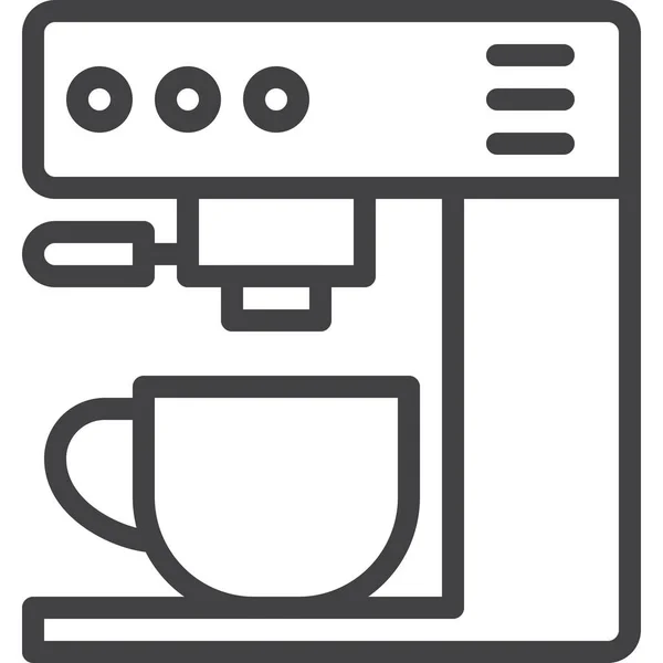 Kaffeemaschinen Ikone Outline Stil — Stockvektor