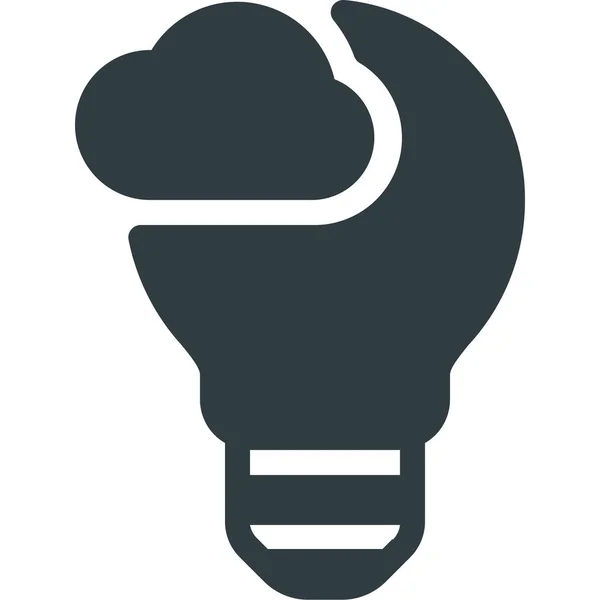 Bulb Cloud Computing Icona Stile Solid — Vettoriale Stock