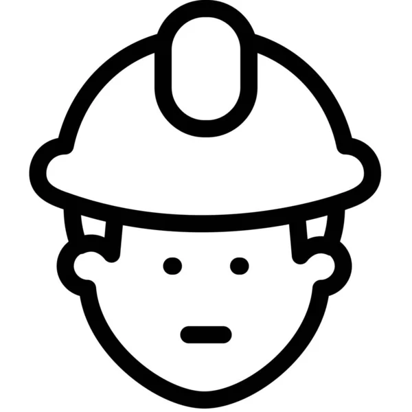 Icône Site Casque Construction Dans Style Outline — Image vectorielle