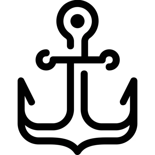 Ankerboot Marine Ikone Outline Stil — Stockvektor