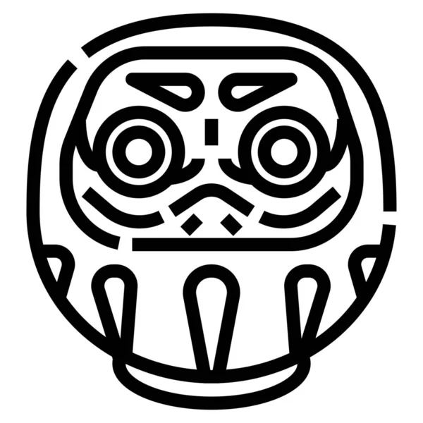 Culturas Daruma Fortuna Icono Estilo Esquema — Archivo Imágenes Vectoriales