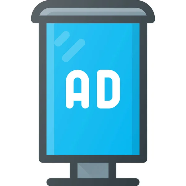 Anuncio Publicidad Icono Autobús Estilo Contorno Lleno — Vector de stock