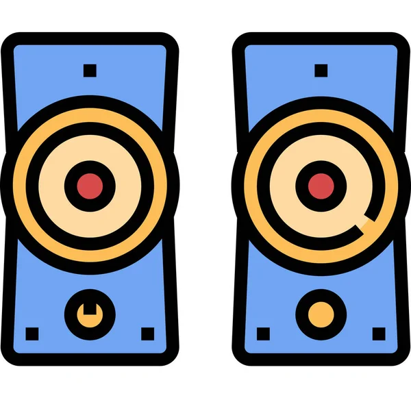 Icône Sonore Électronique Audio Dans Style Contour Rempli — Image vectorielle