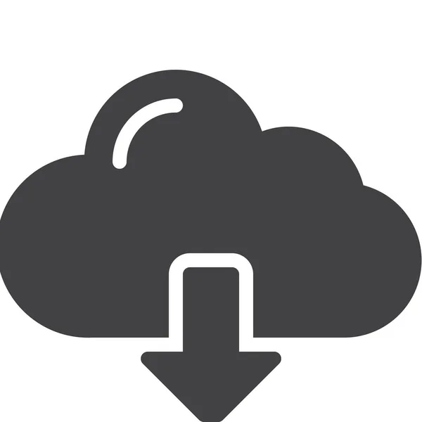 Pijl Naar Beneden Cloud Download Icoon Solid Stijl — Stockvector