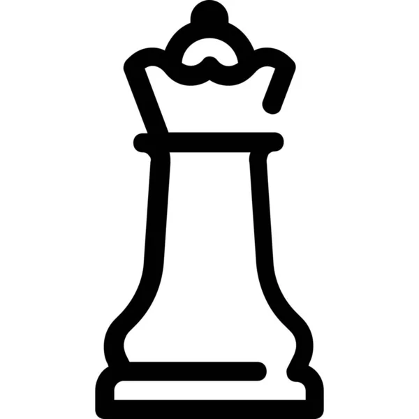 Schaken Spel Koningin Pictogram Contouren Stijl — Stockvector