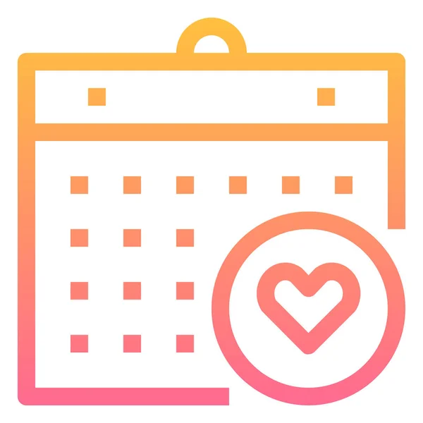 Calender Heart Love Icon Smooth Style — Stock Vector