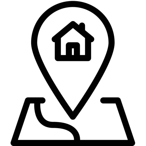 Home Location Navigate Icon Outline Style — 스톡 벡터