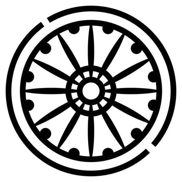 Ashoka Buddhism Chakra Icon Outline Style — Vector de stock