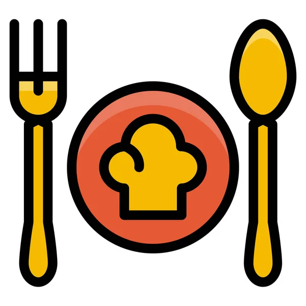 Élément Fourchette Alimentaire Icône Dans Style Contour Rempli — Image vectorielle