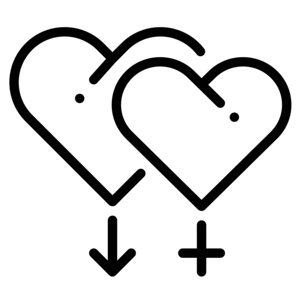 Ikon Cinta Hati Gender Dalam Gaya Outline - Stok Vektor