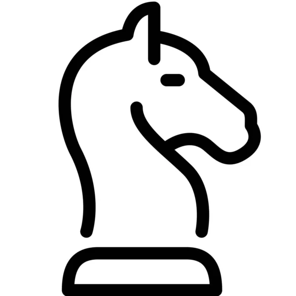 Значок Шахматной Лошади Стиле Абрис — стоковый вектор