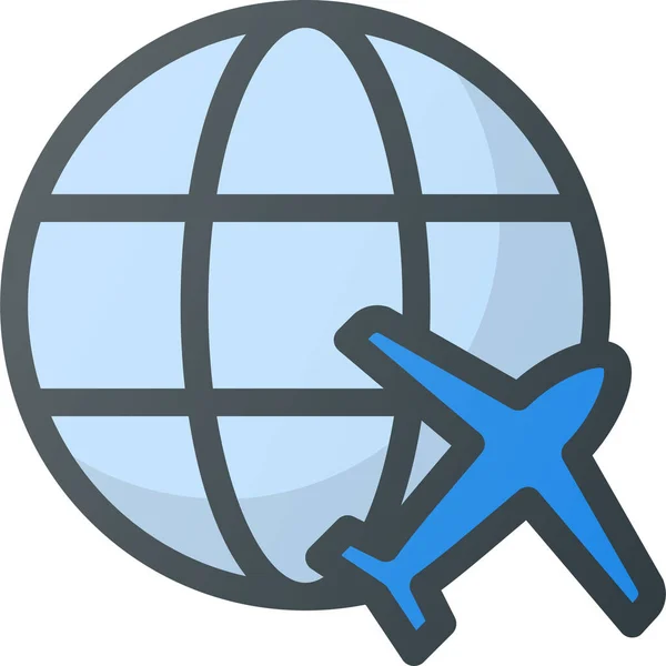 Letištní Mezinárodní Ikona Vyplněném Stylu Osnovy — Stockový vektor