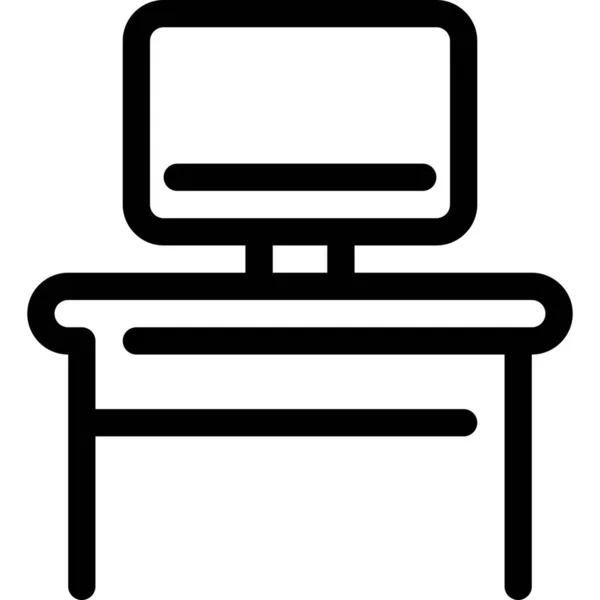 Meuble Icône Table Bureau Dans Style Contour — Image vectorielle