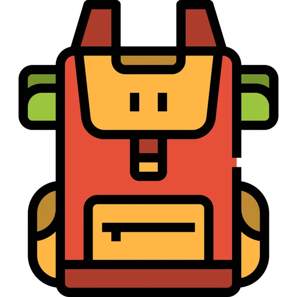 Mochila Bolsa Camping Icono Estilo Contorno Lleno — Vector de stock