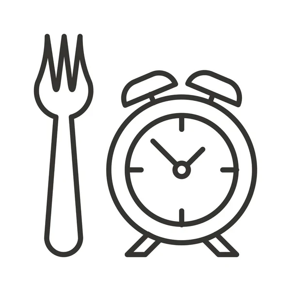 Reloj Comer Icono Comida Estilo Esquema — Vector de stock