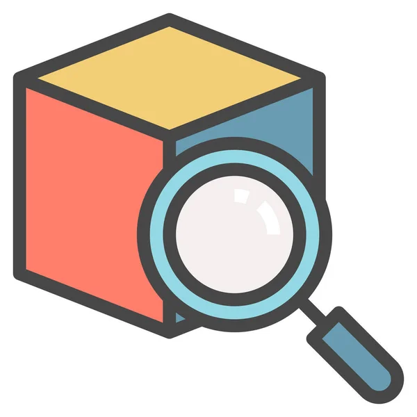 Куб Знайти Піктограму Перевірки Заповненому Стилі Контуру — стоковий вектор