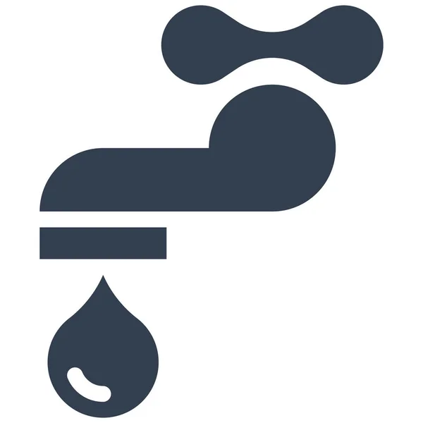 Faucet Ecology Saving Icon Solid Style — Stock Vector