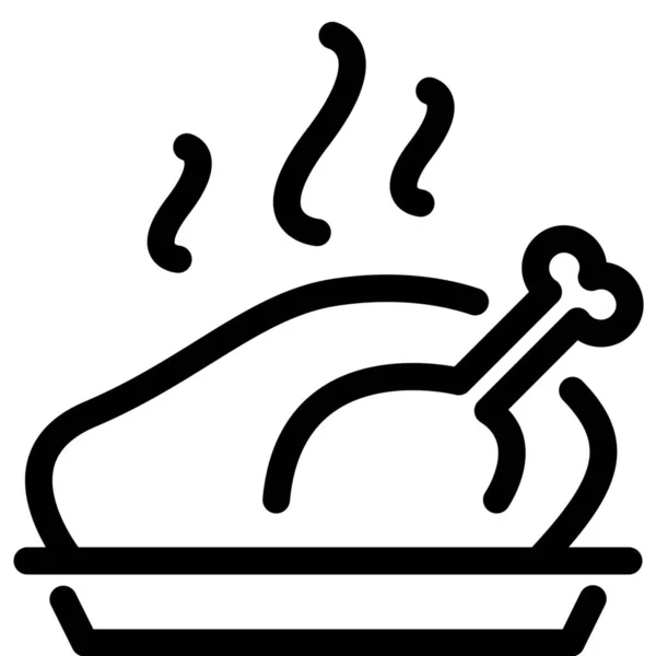 Chicken Oven Roast Icon Outline Style — Stock Vector