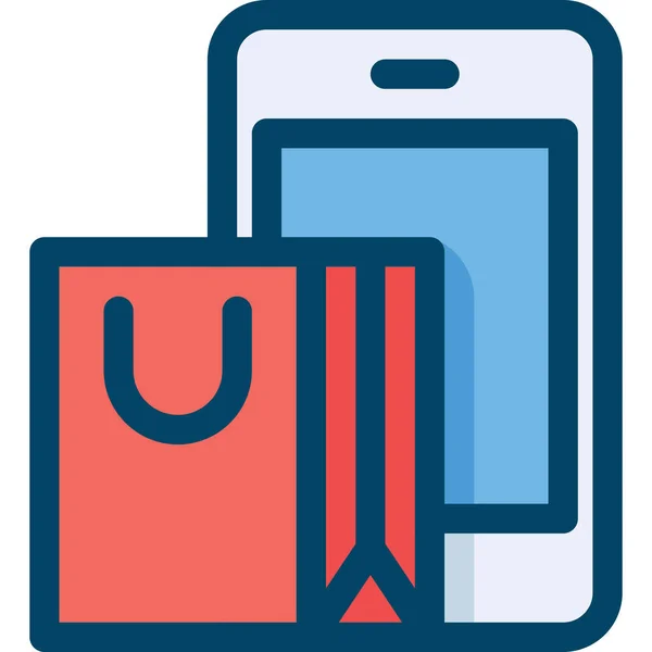 Buy Commerce Mobile Icon Filled Outline Style — Stock Vector