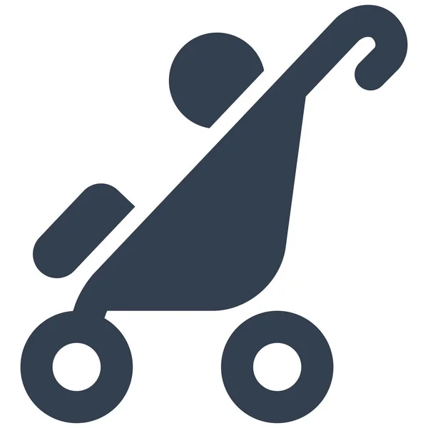 Baby Dragen Kinderwagen Pictogram Solid Stijl — Stockvector