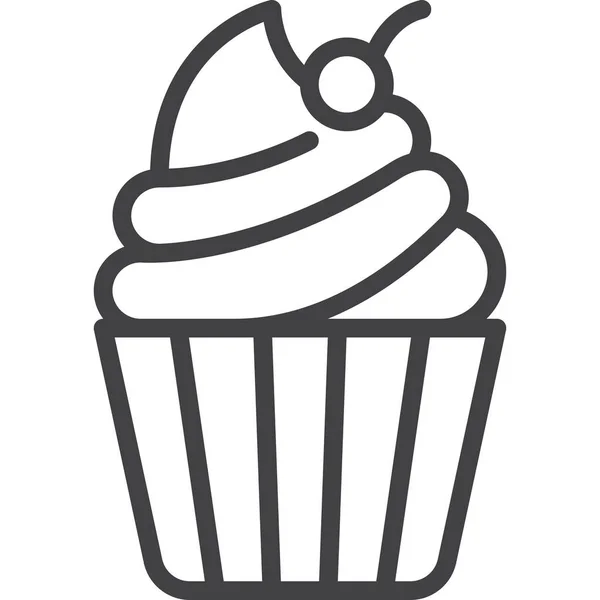 Κεράσι Εικονίδιο Της Ερήμου Cupcake Στην Κατηγορία Τροφίμων Και Ποτών — Διανυσματικό Αρχείο