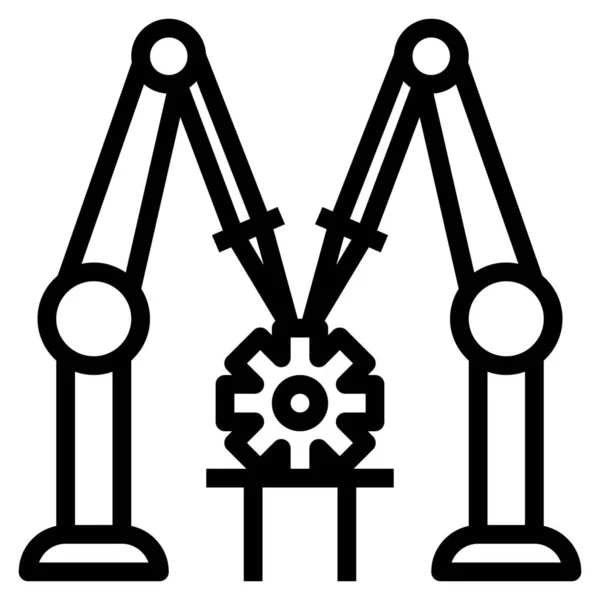 Assembly Engineering Machine Icon Outline Style — Stock Vector