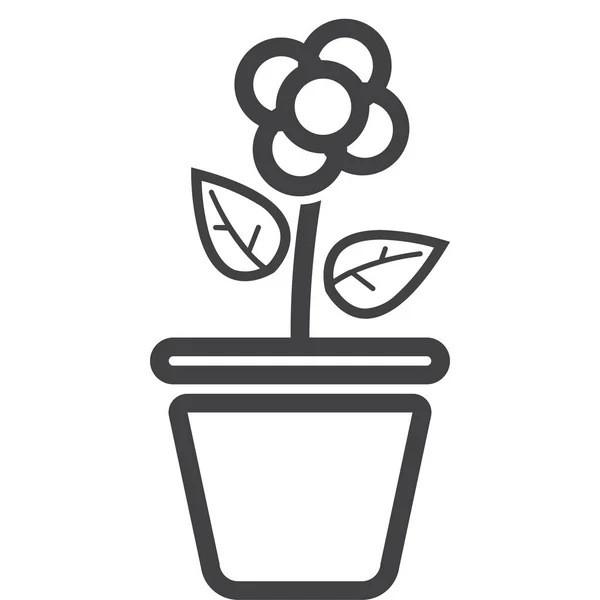 アウトラインスタイルの植物フラワーポットのアイコン — ストックベクタ