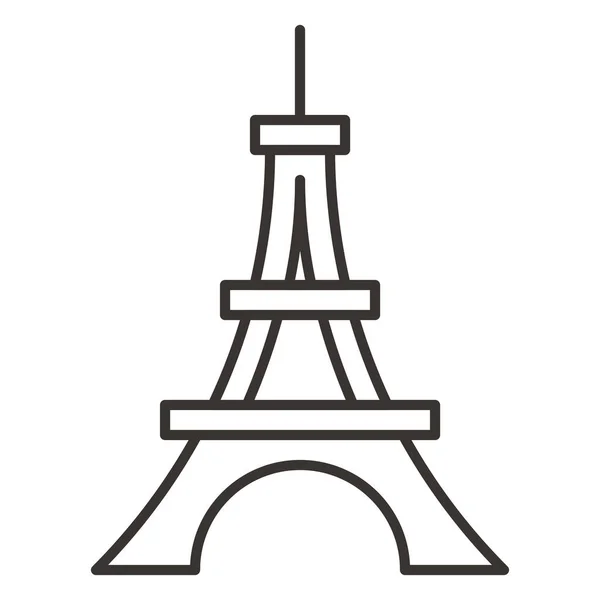 Eiffel Franciaország Mérföldkő Ikon Körvonalazott Stílusban — Stock Vector