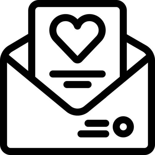 Sobre Icono Letra Corazón Estilo Esquema — Vector de stock