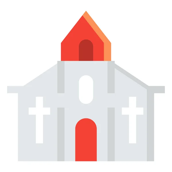 Stavba Kostelní Svatby Ikona Plochém Stylu — Stockový vektor