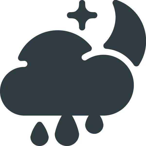 Nube Forcast Icono Noche Estilo Sólido — Vector de stock