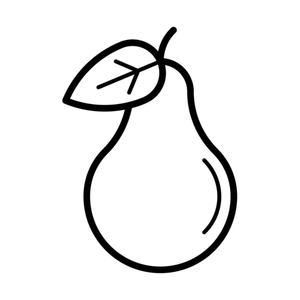 梨子食物鲜活图标的轮廓风格 — 图库矢量图片