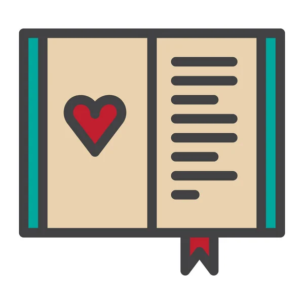 Diary Heart Love Icon — Vetor de Stock