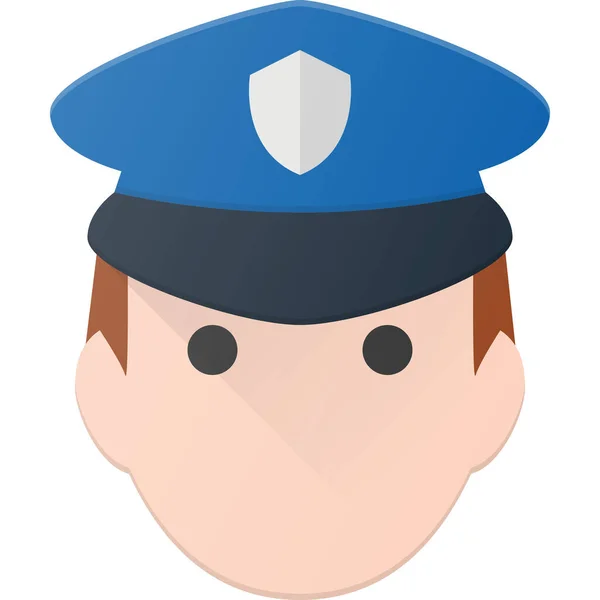 Avatar Ícone Cabeça Policial Estilo Plano —  Vetores de Stock