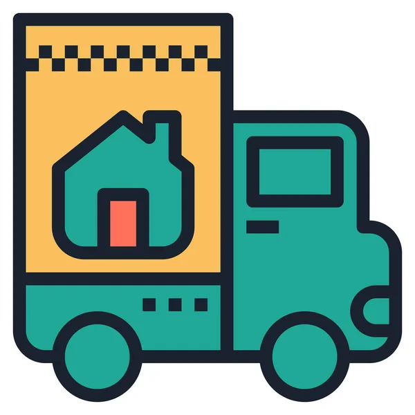 Icono Servicio Móvil Casa Estilo Contorno Lleno — Vector de stock