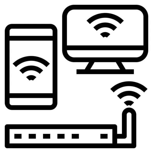 计算机移动图标的轮廓风格 — 图库矢量图片