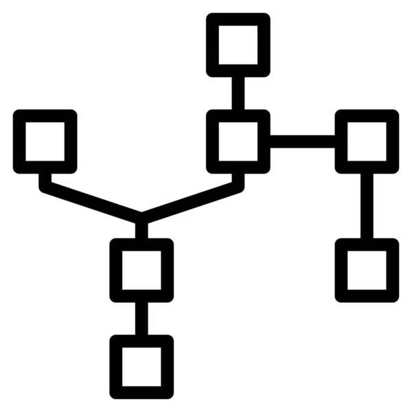 Bloque Icono Diagrama Blockchain Estilo Esquema — Archivo Imágenes Vectoriales