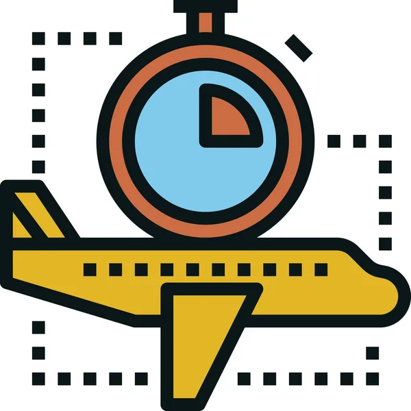 填充轮廓风格的飞机节省时间图标 — 图库矢量图片