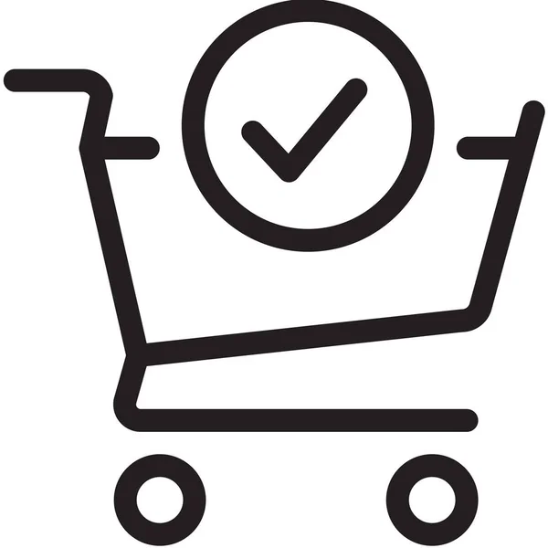 Checkout Ready Shopping Cart Icoon Outline Stijl — Stockvector